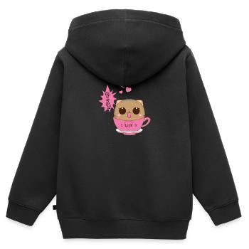 Chat Mignon - Sweat Premium à capuche zippé enfant bio - noir - Dos - AI Model Kid Male (0cm)