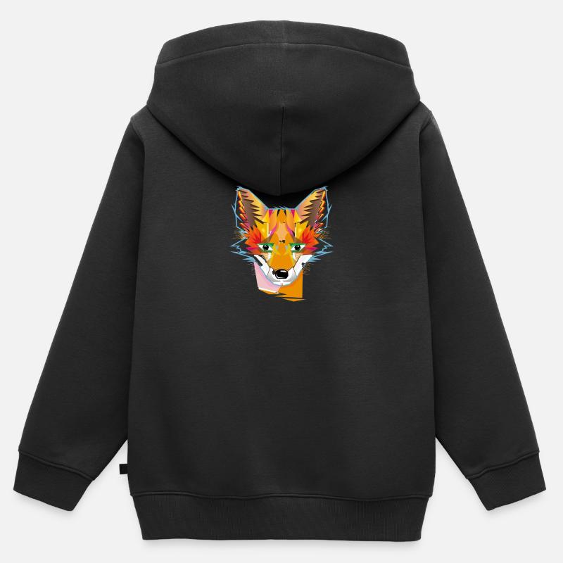 mignon renard transparent - Sweat Premium à capuche zippé enfant bio - noir