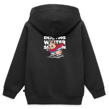 ENJOY WINTER Geschenk Schneekristall - Kinder Premium Organic Zip Hoodie - Schwarz - Hinten - AI Model Kid Male (0cm)