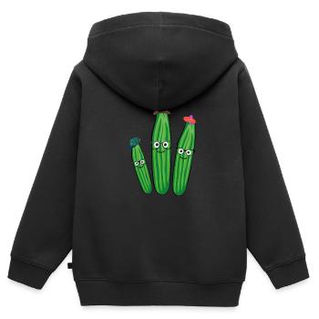 Cucumber family,cucumber,cucumber,cucumber, glasses - Kids Premium Organic Zip-up Hoodie - black - Back - AI Model Kid Male (0cm)