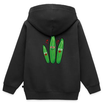 Cucumber Trio,Cucumber,Cucumber,Cucumber,Cucumber,Hearts,Love - Kids Premium Organic Zip-up Hoodie - black - Back - AI Model Kid Male (0cm)