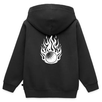 Brennender Golfball im feurigen Flammen Style - Kinder Premium Organic Zip Hoodie - Schwarz - Hinten - AI Model Kid Male (0cm)