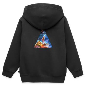Espace Brouillard Cosmos Galaxie Univers Espace - Sweat Premium à capuche zippé enfant bio - noir - Dos - AI Model Kid Male (0cm)