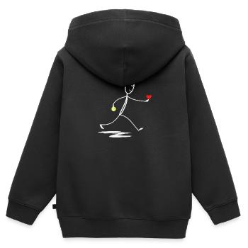 Herz - Herzlich - Strichmännchen - Kinder Premium Organic Zip Hoodie - Schwarz - Hinten - AI Model Kid Male (0cm)