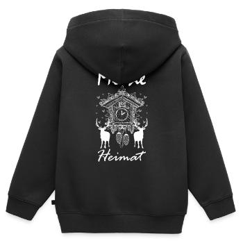 Mon horloge coucou de cerf domestique - Sweat Premium à capuche zippé enfant bio - noir - Dos - AI Model Kid Male (0cm)