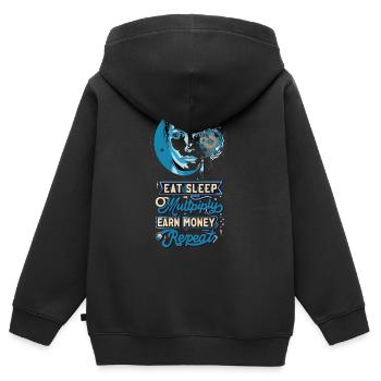 Cyberpunk Fans aufgepasst! Der Kreislauf der Dinge - Kinder Premium Organic Zip Hoodie - Schwarz - Hinten - AI Model Kid Male (0cm)