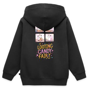 🦄 Licorne mignonne pillage bonbons fée 🍭 - Sweat Premium à capuche zippé enfant bio - noir - Dos - AI Model Kid Male (0cm)