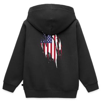 Amerikanische Flagge Retro US Amerika USA - Kinder Premium Organic Zip Hoodie - Schwarz - Hinten - AI Model Kid Male (0cm)