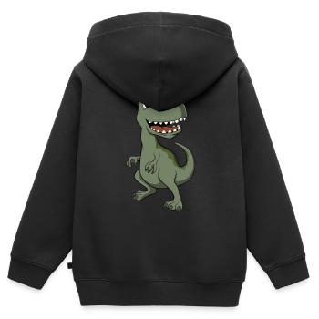 Cute Cartoon Dinosaur - Kids Premium Organic Zip-up Hoodie - black - Back - AI Model Kid Male (0cm)