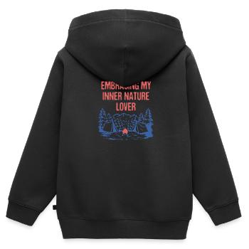 Embrasser inner nature Lover Camping Forest - Sweat Premium à capuche zippé enfant bio - noir - Dos - AI Model Kid Male (0cm)
