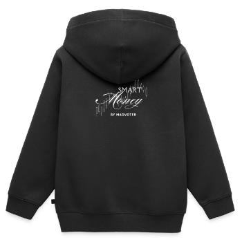 SMART MONEY 1 - Kinder Premium Organic Zip Hoodie - Schwarz - Hinten - AI Model Kid Male (0cm)
