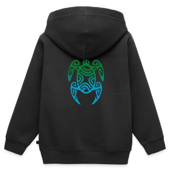 TORTUE (TAHITI) - collection tribale - Sweat Premium à capuche zippé enfant bio - noir - Dos - AI Model Kid Male (0cm)