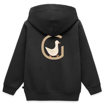 G - GOOSE - ABC, Alphabet, Letter, Animal, Name - Kids Premium Organic Zip-up Hoodie - black - Back - AI Model Kid Male (0cm)