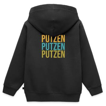 putzen saubermachen reinigen Geschenk - Kinder Premium Organic Zip Hoodie - Schwarz - Hinten - AI Model Kid Male (0cm)