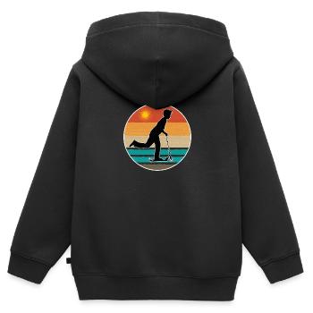 Scooter scooter vintage - Sweat Premium à capuche zippé enfant bio - noir - Dos - AI Model Kid Male (0cm)