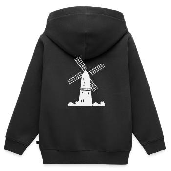 Windmühle Urlaub Ferien - Kinder Premium Organic Zip Hoodie - Schwarz - Hinten - AI Model Kid Male (0cm)
