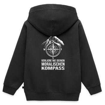 Moralischer Kompass - Kinder Premium Organic Zip Hoodie - Schwarz - Hinten - AI Model Kid Male (0cm)