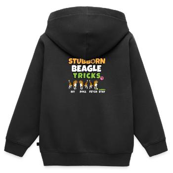 Stubborn Beagle Tricks I Dog Lover I Beagle - Sweat Premium à capuche zippé enfant bio - noir - Dos - AI Model Kid Male (0cm)