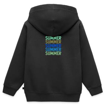 Été Été Été Plaisir d’été Cadeau d’été - Sweat Premium à capuche zippé enfant bio - noir - Dos - AI Model Kid Male (0cm)
