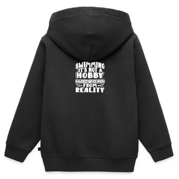 Schwimmergeschenke Schwimmen Nicht Hobby Flucht aus - Kinder Premium Organic Zip Hoodie - Schwarz - Hinten - AI Model Kid Male (0cm)
