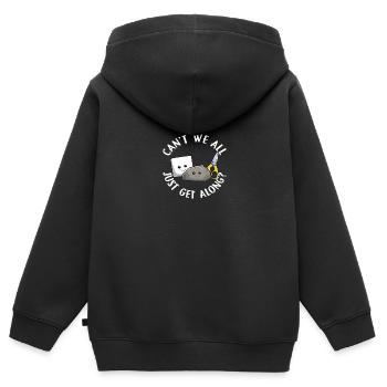 Können wir nicht alle einfach mit Steinpapierscheren auskommen - Kinder Premium Organic Zip Hoodie - Schwarz - Hinten - AI Model Kid Male (0cm)