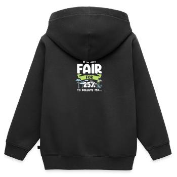 Klimawandel nicht fair 25% zu verschmutzen 75% - Kinder Premium Organic Zip Hoodie - Schwarz - Hinten - AI Model Kid Male (0cm)