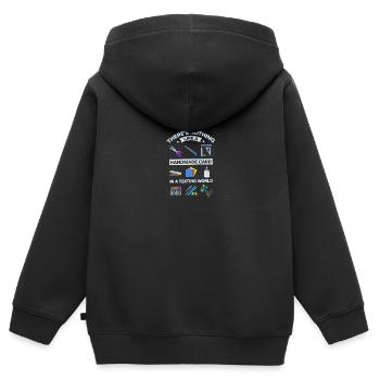 Nichts wie eine handgemachte Karte in der SMS-Gesellschaft - Kinder Premium Organic Zip Hoodie - Schwarz - Hinten - AI Model Kid Male (0cm)