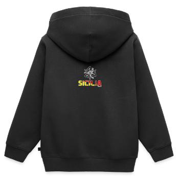 Sicile Sicile Sicilienne Sicile Italie Italien - Sweat Premium à capuche zippé enfant bio - noir - Dos - AI Model Kid Male (0cm)