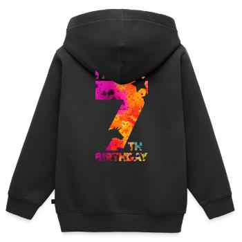7TH BIRTHDAY UNICORN IT'S MY 7TH BIRTHDAY - Kids Premium Organic Zip-up Hoodie - black - Back - AI Model Kid Male (0cm)
