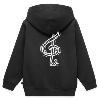 Fröhliche Musiknote - Kinder Premium Organic Zip Hoodie - Schwarz - Hinten - AI Model Kid Male (0cm)