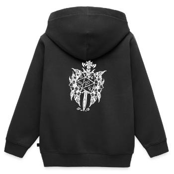 D20 rpg game épée fleur - Sweat Premium à capuche zippé enfant bio - noir - Dos - AI Model Kid Male (0cm)