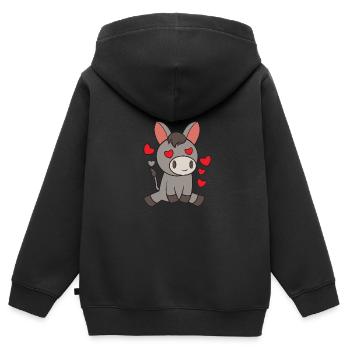 verliebter Esel - Kinder Premium Organic Zip Hoodie - Schwarz - Hinten - AI Model Kid Male (0cm)