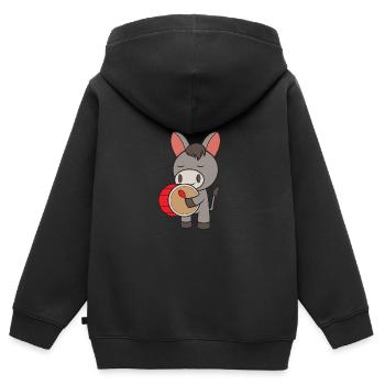 Esel mit Trommel - Kinder Premium Organic Zip Hoodie - Schwarz - Hinten - AI Model Kid Male (0cm)