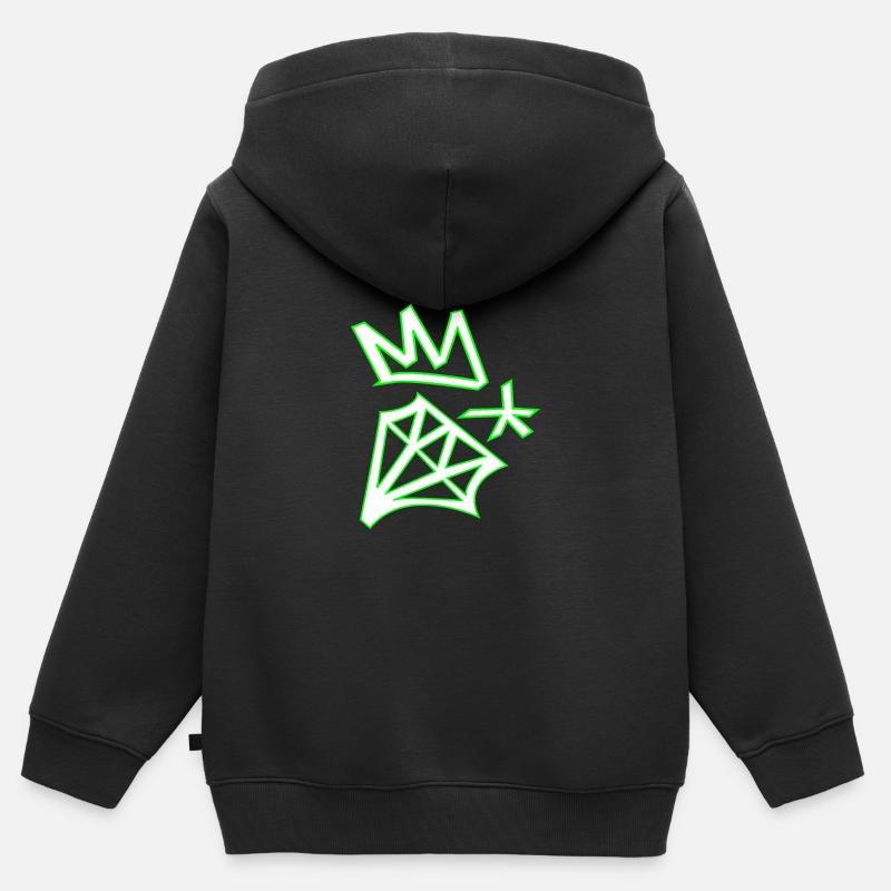 Diamant vert - Sweat Premium à capuche zippé enfant bio - noir