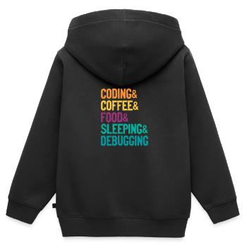 Coding Coffee Food Sleeping Debbuging Programmer C - Kinder Premium Organic Zip Hoodie - Schwarz - Hinten - AI Model Kid Male (0cm)