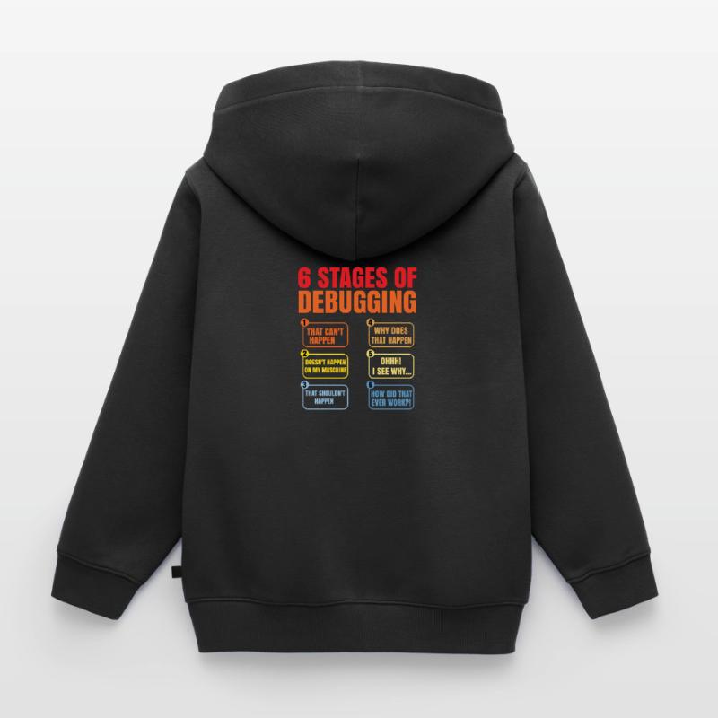 6 Stages Of Debugging Coder Programmer Software De Kinder Premium Organic Zip Hoodie