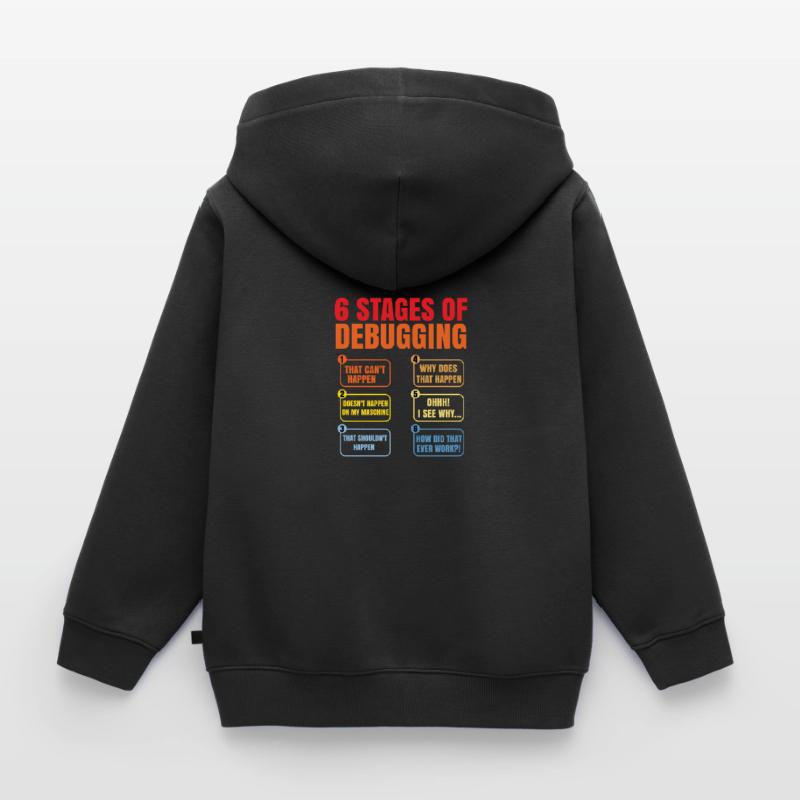 6 Stages Of Debugging Coder Programmer Software De Kinder Premium Organic Zip Hoodie