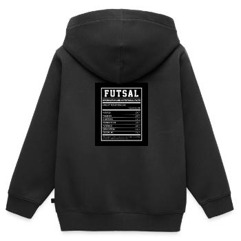 Futsal Information And Nutritional Facts Football - Kinder Premium Organic Zip Hoodie - Schwarz - Hinten - AI Model Kid Male (0cm)