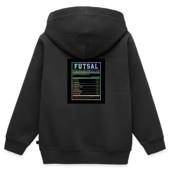 Futsal Information And Nutritional Facts Football - Kinder Premium Organic Zip Hoodie - Schwarz - Hinten - AI Model Kid Male (0cm)