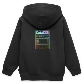 Kayaker Information And Nutritional Facts Canoe Ka - Kinder Premium Organic Zip Hoodie - Schwarz - Hinten - AI Model Kid Male (0cm)