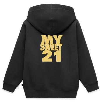 Sweet 21 - Kids Premium Organic Zip-up Hoodie - black - Back - AI Model Kid Male (0cm)