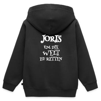 Joris als Retter - Kinder Premium Organic Zip Hoodie - Schwarz - Hinten - AI Model Kid Male (0cm)