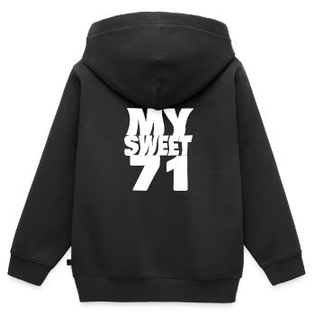 Sweet 71 - Kinder Premium Organic Zip Hoodie - Schwarz - Hinten - AI Model Kid Male (0cm)