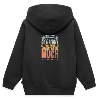 Tu me rappelles un traître à deux visages Penny Vintage - Sweat Premium à capuche zippé enfant bio - noir - Dos - AI Model Kid Male (0cm)