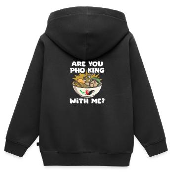 Drôle Pho King avec moi Pho Pun Pho Soupe A - Sweat Premium à capuche zippé enfant bio - noir - Dos - AI Model Kid Male (0cm)
