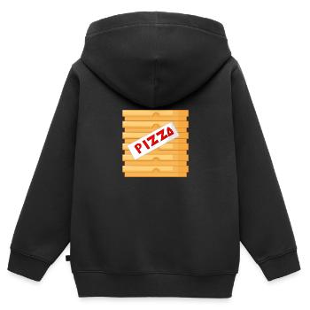 Pizza Pizza carton Fournisseur de pizza - Sweat Premium à capuche zippé enfant bio - noir - Dos - AI Model Kid Male (0cm)