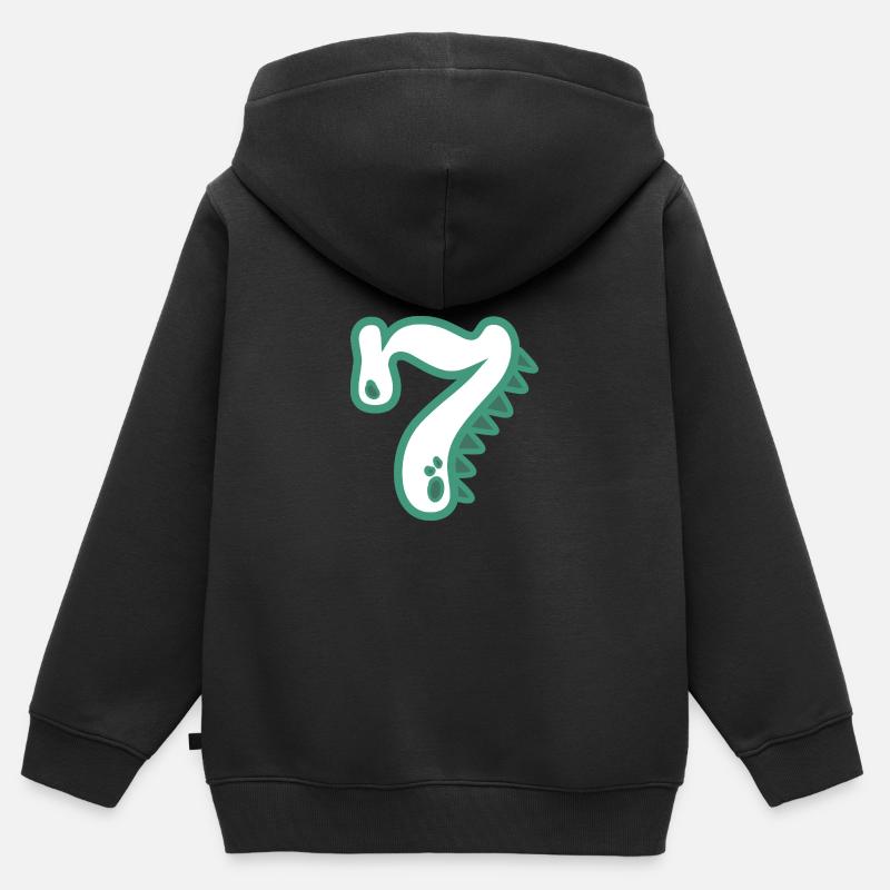 Numero 7 - Felpa Premium con cappuccio con zip bambino bio - nero