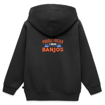 Paddle Faster, j'entends des banjos - Sweat Premium à capuche zippé enfant bio - noir - Dos - AI Model Kid Male (0cm)