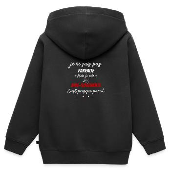 pas parfaite aide soignante cadeau aide soignante - Sweat Premium à capuche zippé enfant bio - noir - Dos - AI Model Kid Male (0cm)