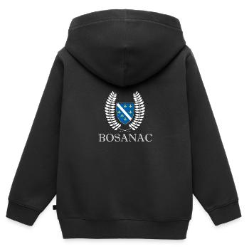 Bosnie serbe bosnie jeune - Sweat Premium à capuche zippé enfant bio - noir - Dos - AI Model Kid Male (0cm)